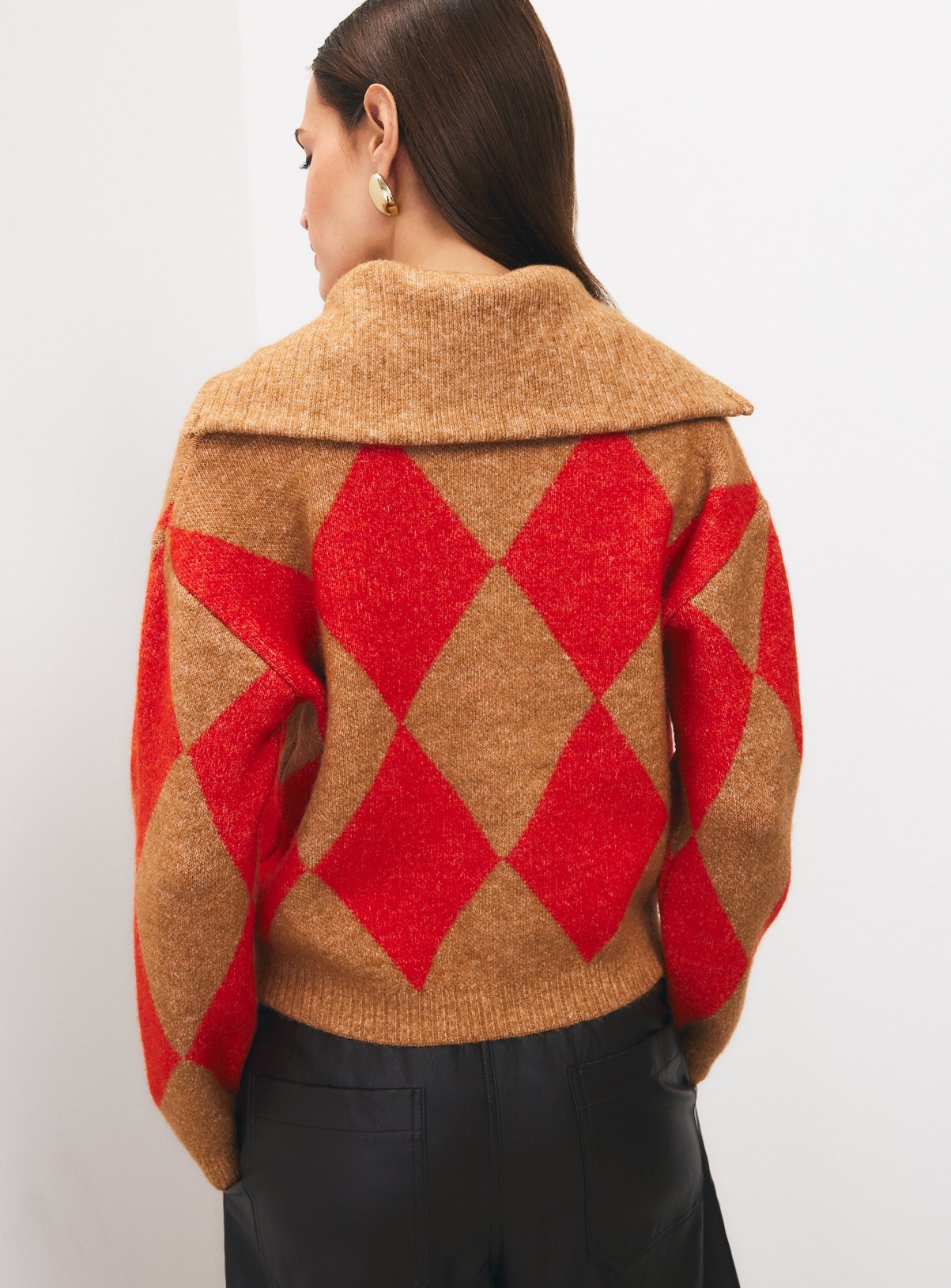 Argyle Zip Through Cardigan M - Image 4 thumbnail